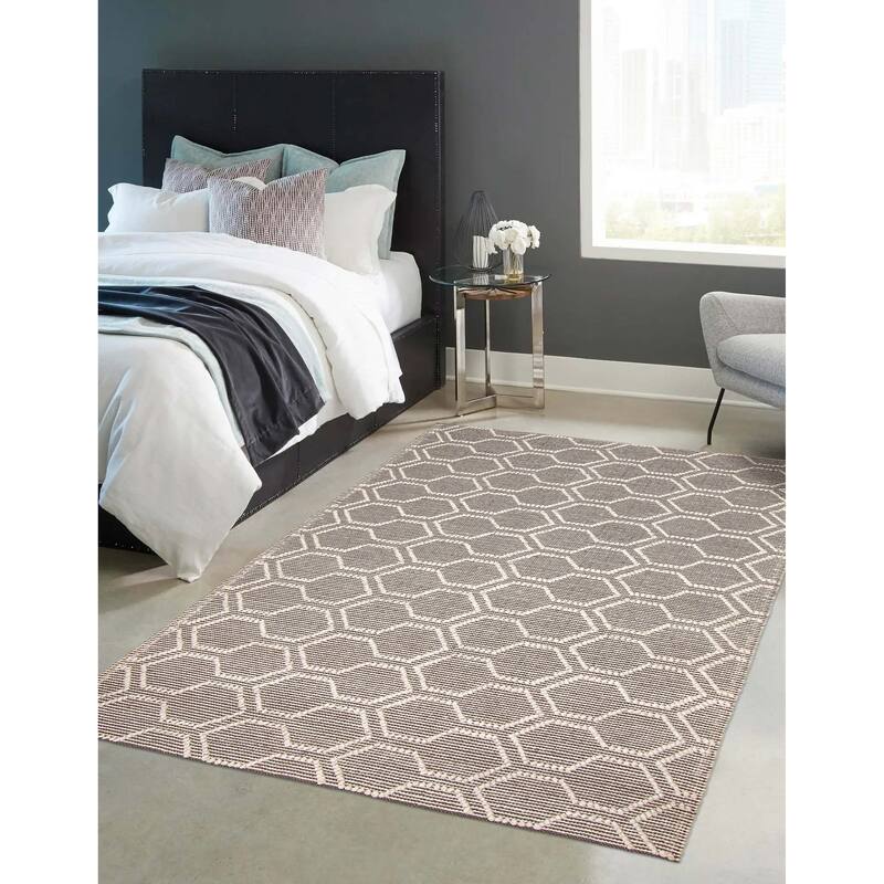 ECARPETGALLERY Braid weave Sienna Brown Wool Rug - 5'1 x 7'5