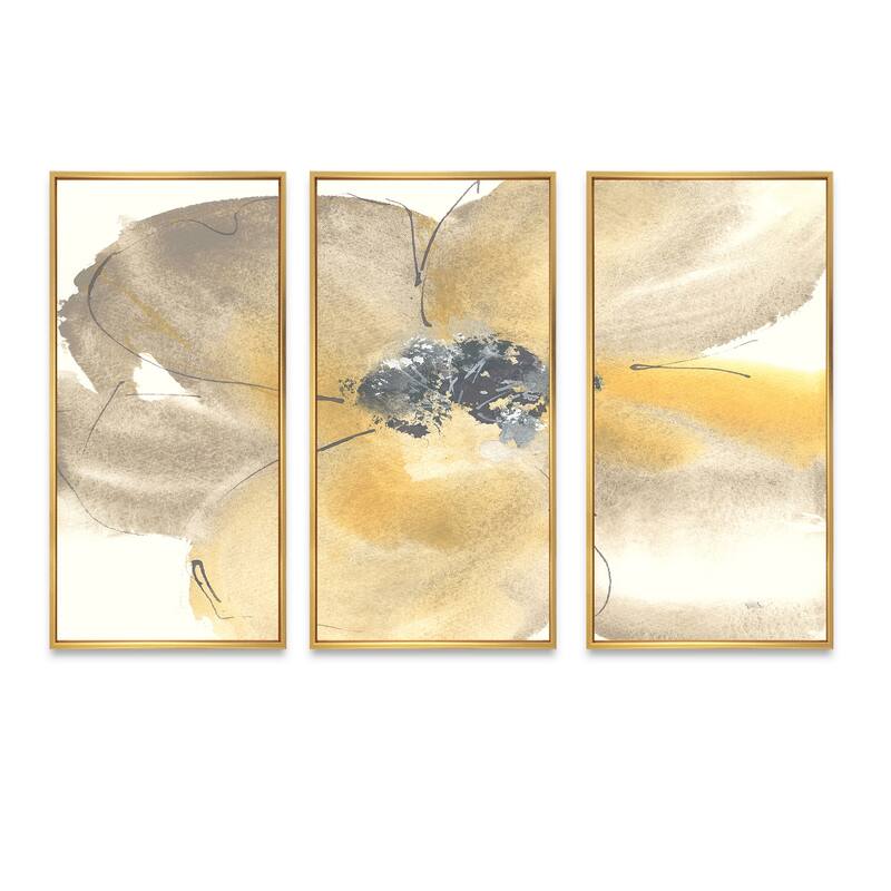 Designart "Galm Flower Tones II" Traditional Framed Art Prints Set of 3