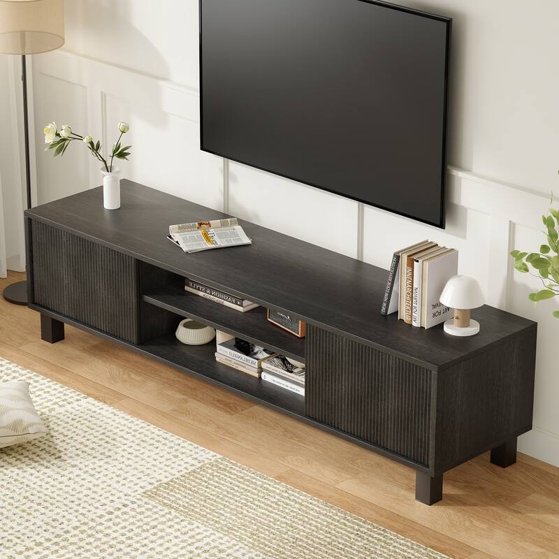 Modern TV Stand for Up to 70" TVs, Large Media Console with Storage & Open Shelves, Stylish Entertainment Center