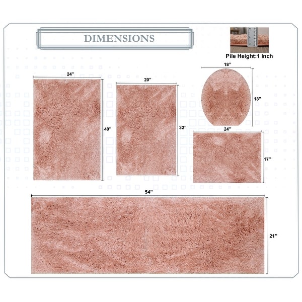 dimension image slide 6 of 28, Luxury Plush Bathroom Rug Set - Quick-Dry, Soft Microfiber, Non-Slip, Absorbent & Washable Bath Mats