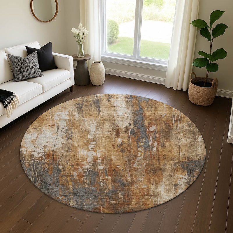 Premium Washable Super Soft Abstract Ombre Mayfield Rug - Rust - 8' x 8'