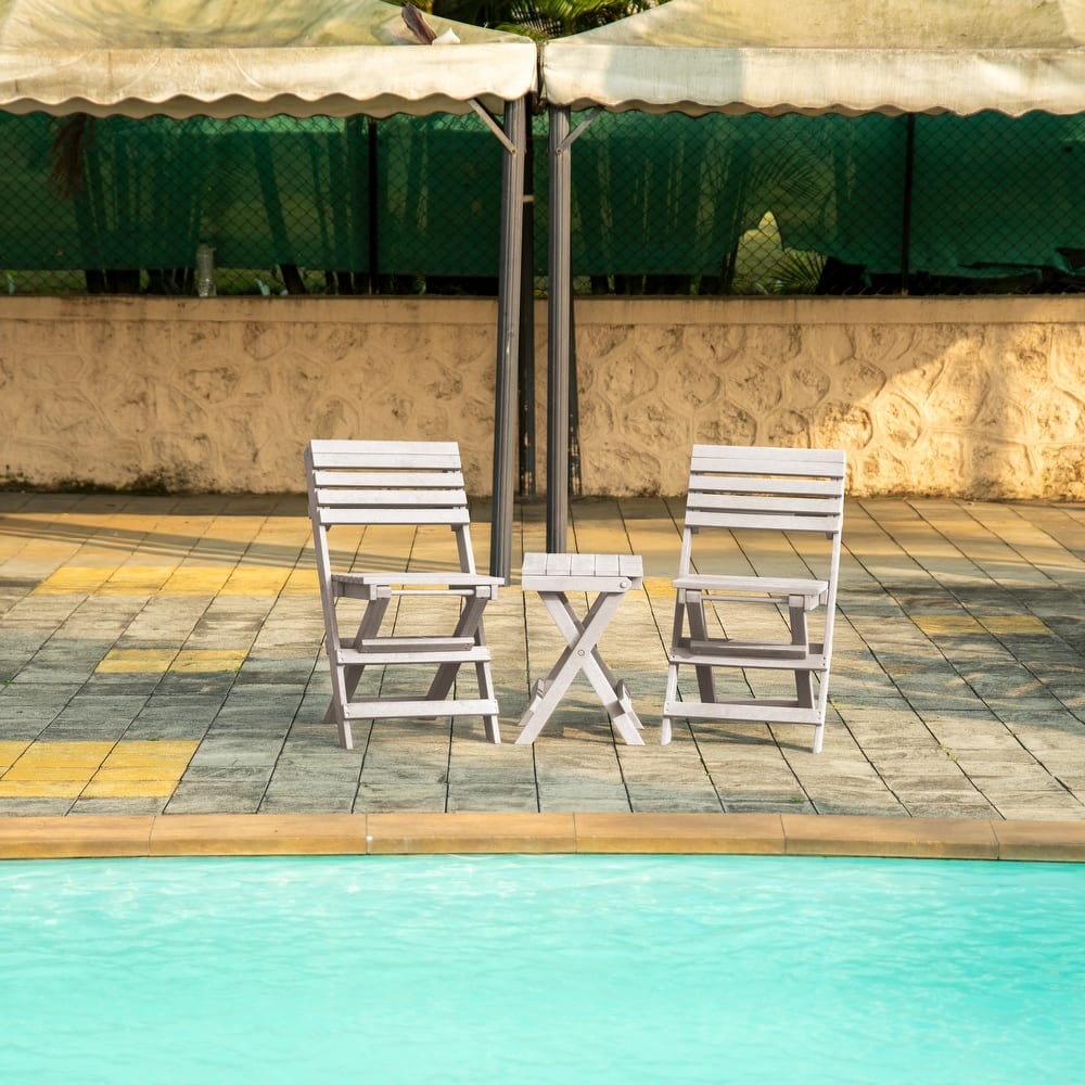 Coastal Bay Fully Assembled All-Weather Outdoor Folding Bistro Set - 3-piece