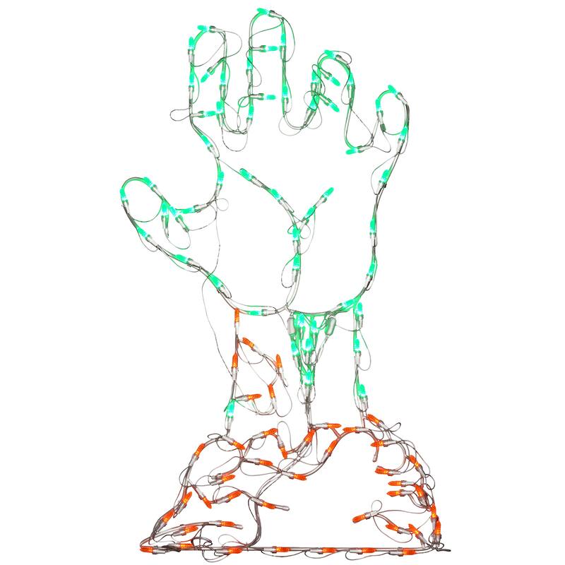 National Tree Company Halloween Lighted Sign Decoration, White, Zombie Hand, LED Lights, Plug In, 3 Feet