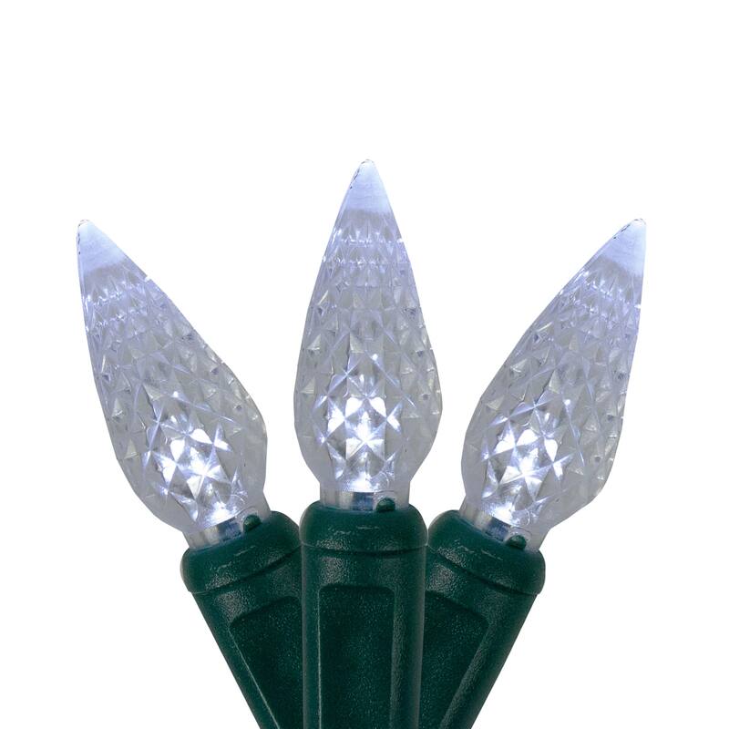 70 Pure White LED Faceted C6 Twinkling Christmas Lights - 23.5 ft