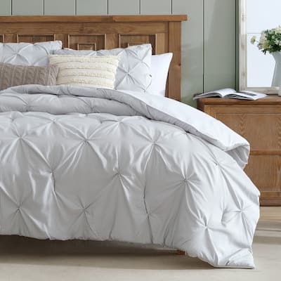 Swift Home 3-Piece Printed Stripe Pintuck Bedding Comforter Set