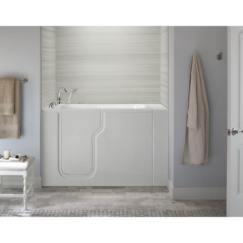 Ella Standard Acrylic Hydro Massage Walk in Tub 30"x52", 5 Piece Faucet - Heated Seat - Left Drain