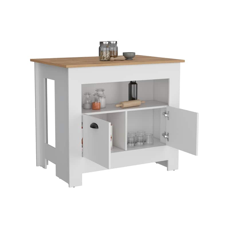 Arlet Kitchen Island Two Door Cabinet and Shelf