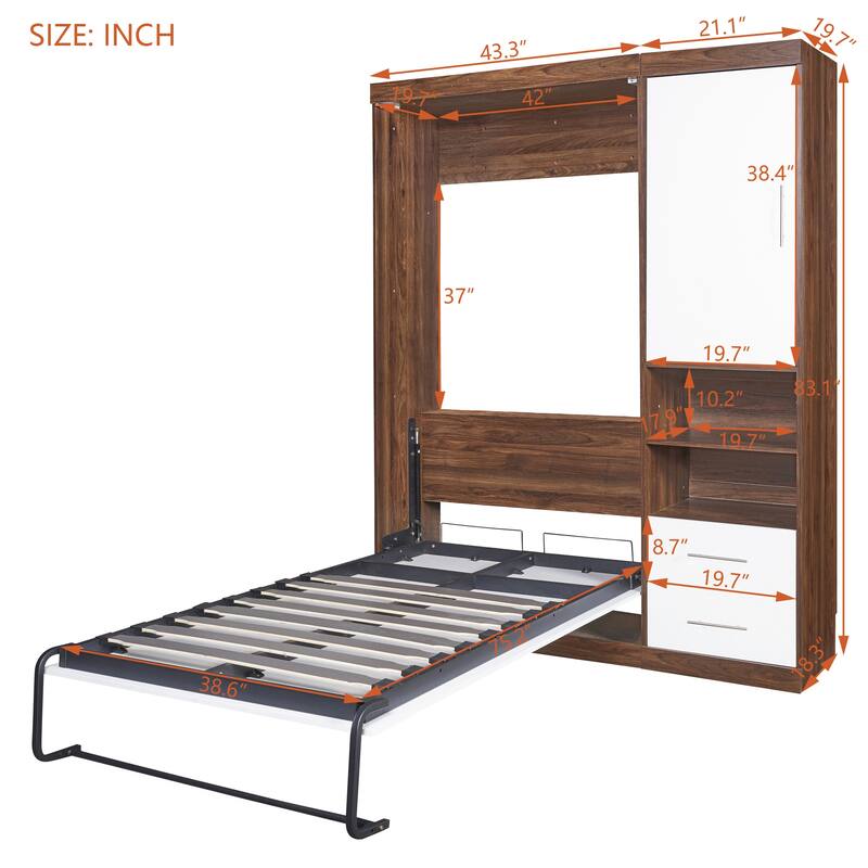 Murphy Wall Bed with Cabinet on Either Side Multi-Functional Space Saver