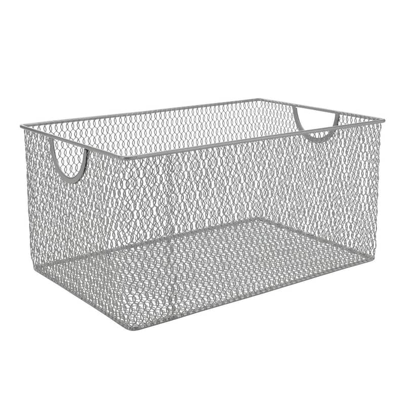 Kitchen Pantry Organizer Steel Wire Basket, Open Storage Bin With Handles, pack-1 - 13x8.5x6.5