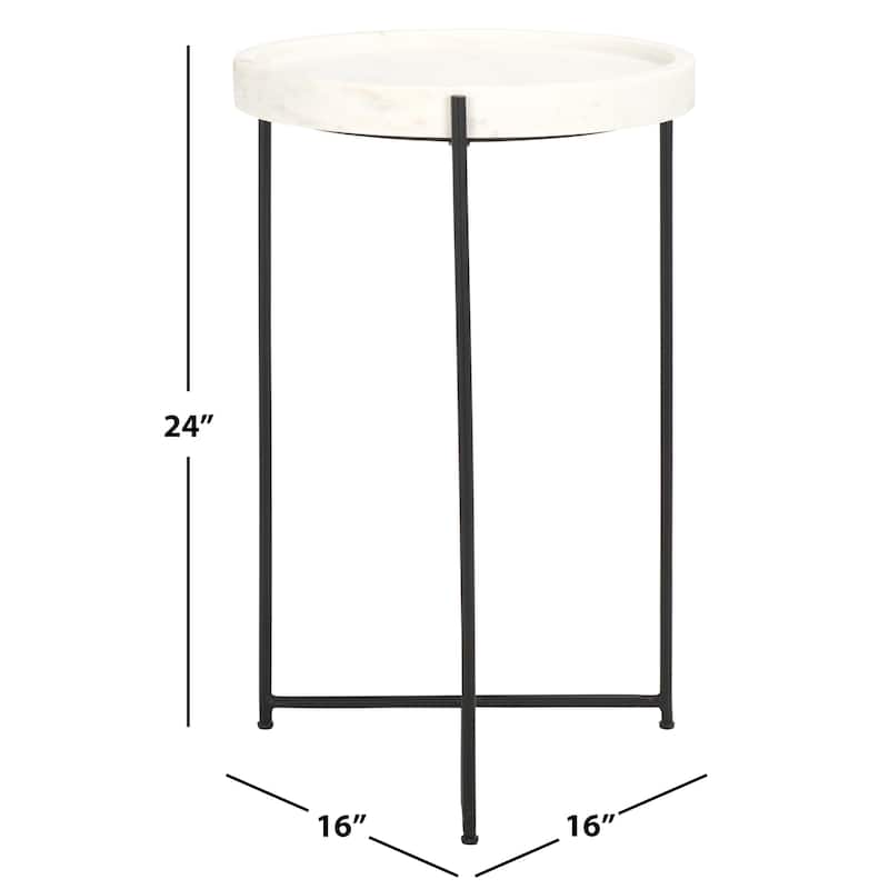 SAFAVIEH Home Bavaria Marble Side Table - 16"W x 16"D x 24"H