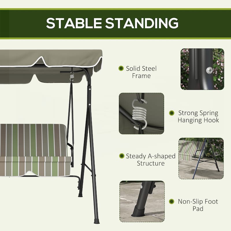 3-Seat Outdoor Patio Swing Chair with Removable Cushion