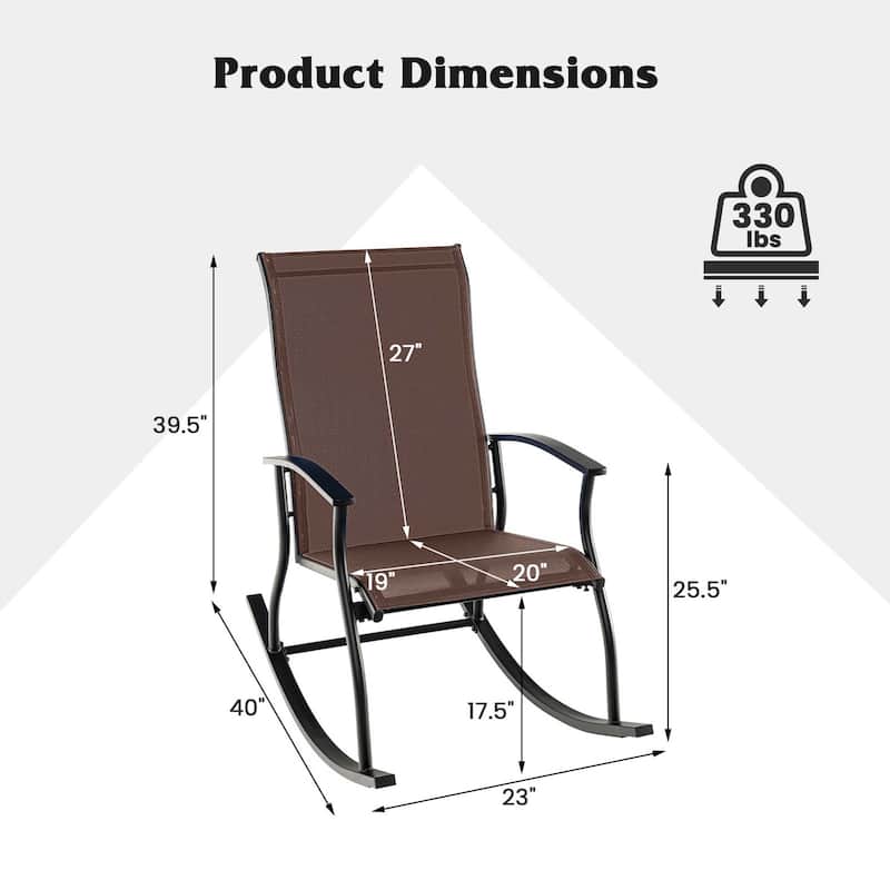 Gymax Set of 2 Outdoor Rocking Chair Patio Rocker w/ Breathable Fabric