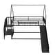 preview thumbnail 6 of 11, Convertible Twin over Twin Metal House Bunk Kids Bed with Slide,Full-length Guardrail and Storage Staircase