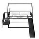 preview thumbnail 19 of 24, House-Design Twin over Twin Metal Bunk Bed with Slide and Staircase,Modern Style