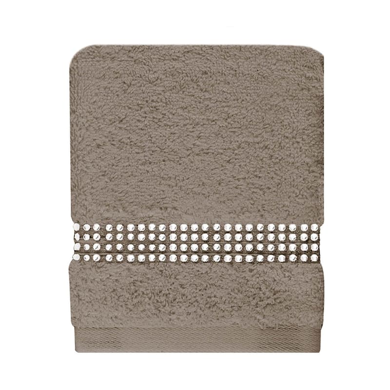 Sparkles Home Rhinestone Stripe Fingertip Towel (Set of 2) - Taupe