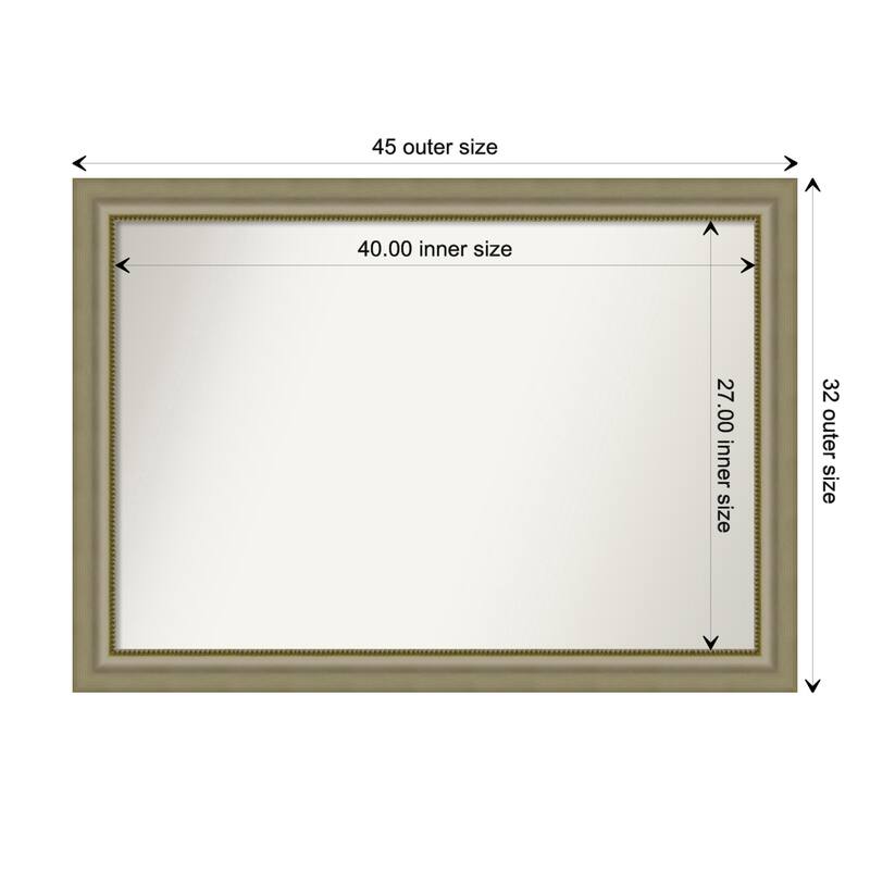 Vegas Silver Framed Non-Beveled Custom Wall Mirror, Bathroom Vanity Mirror - Outer Size: 44.75 x 31.75