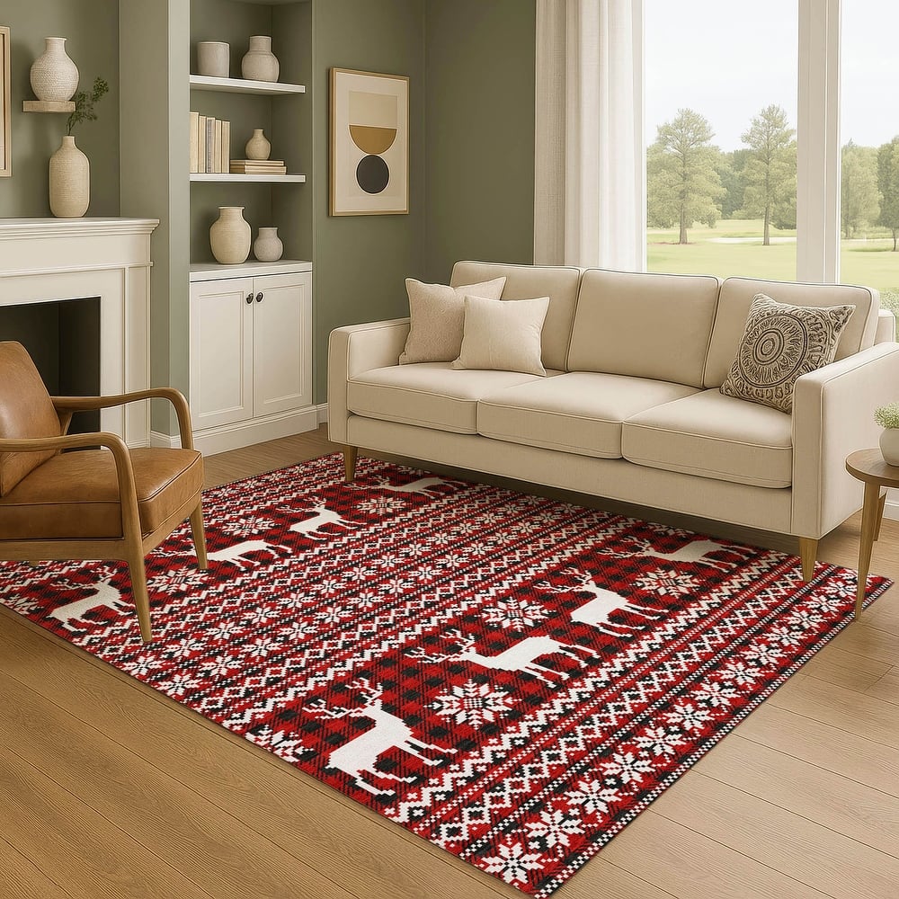 Premium Washable Super Soft Christmas Reindeer Mayfield Rug
