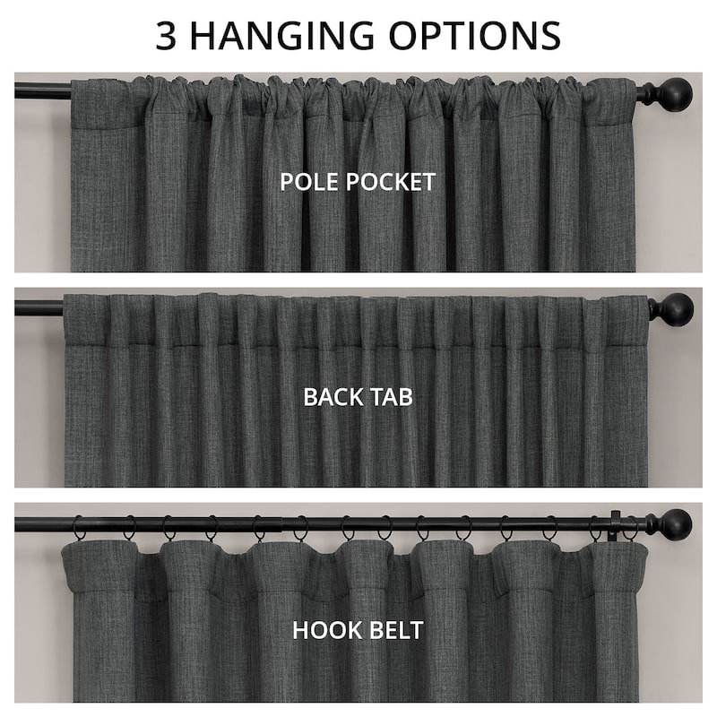 Exclusive Fabrics Textured Faux Linen Extra Wide Room Darkening Curtains for Bedroom & Living Room Curtains (1 Panel)