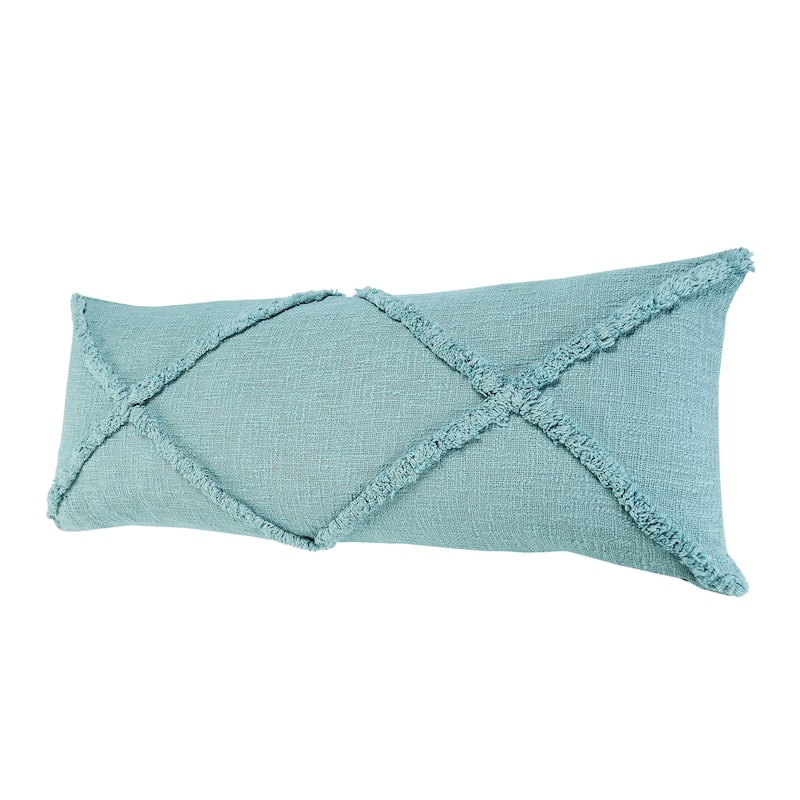 Heartham Solid Canal Blue Textured Cotton Throw Pillow by Sevita