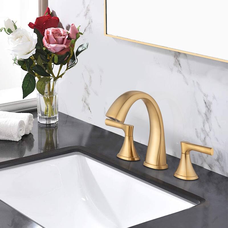 Modern 2 Handle Bathroom Sink Faucet with Pop Up Drain, Ceramic Cartridge, Rust and Corrosion Resistant