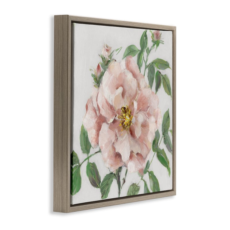 Stupell Traditional Single Pink Blossom Framed Floater Canvas Wall Art Design By Sally Swatland