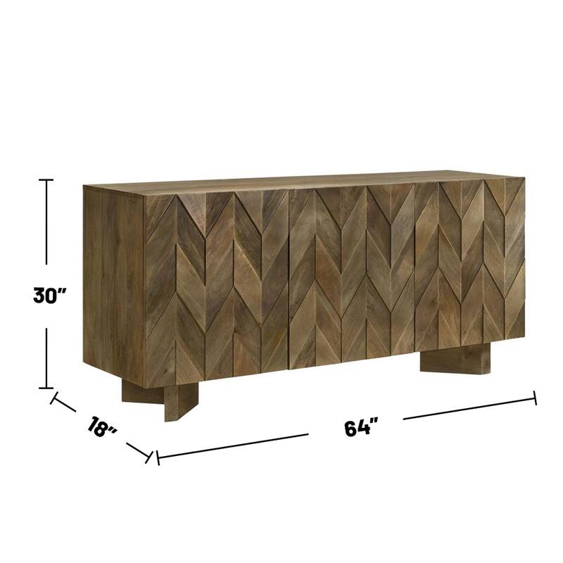 3 Doors Dining Sideboard Server in Mango Brown