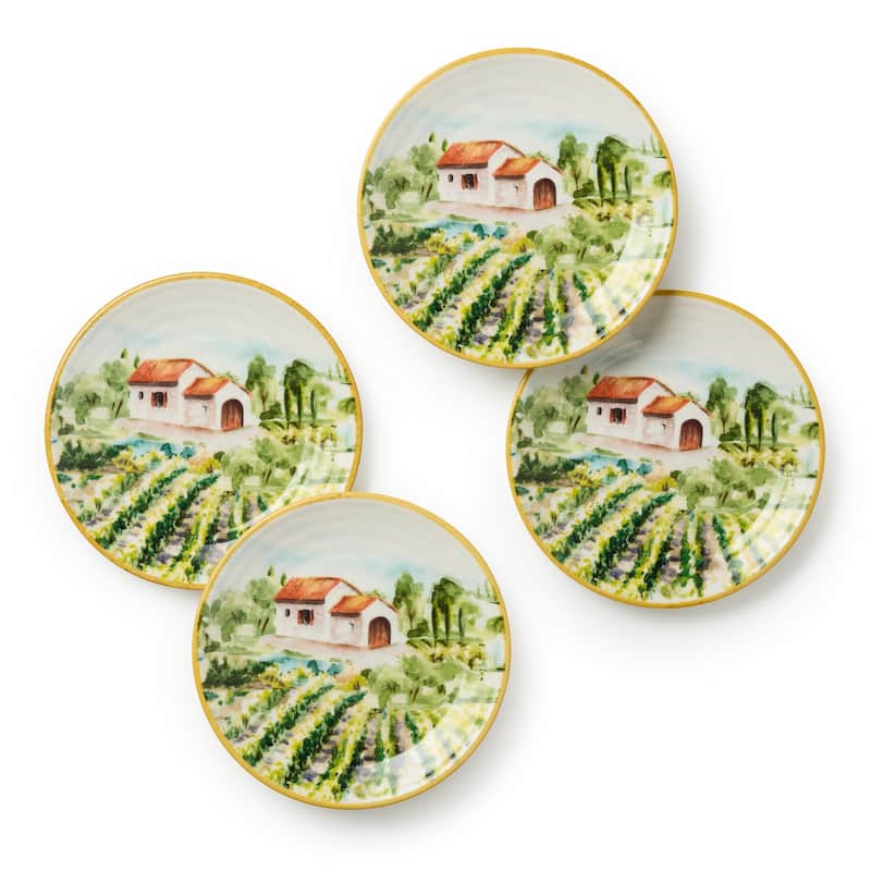 Certified International Tuscany 6" Canape/Luncheon Plates,Set of 4 - 6'' W x 6'' D x 0.75'' H