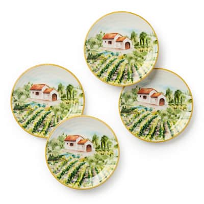 Certified International Tuscany 6" Canape/Luncheon Plates,Set of 4 - 6'' W x 6'' D x 0.75'' H