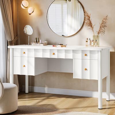 Modern Makeup Vanity Table with Storage Shelves
