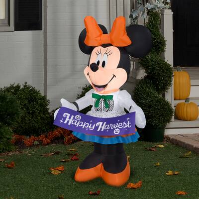 Gemmy Airblown Harvest Minnie Mouse Disney, 3.5 ft Tall, Multicolored