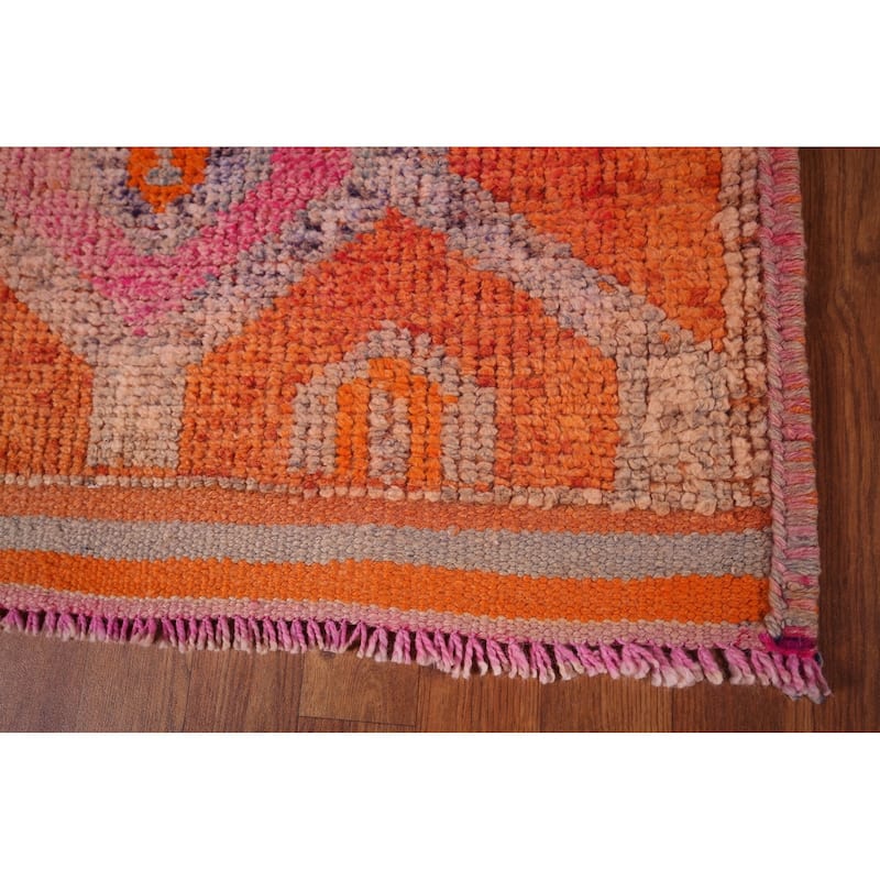 Transitional Oushak Vintage Runner Rug Handmade Turkish Wool Carpet - 3'4"x 10'5"