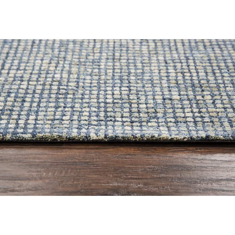 Alora Decor Storm Blue and Cream Hand-tufted Geometric Wool Rug