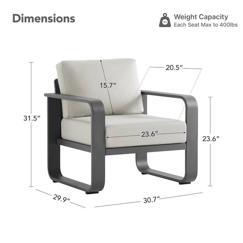 Spruce & Spring Outdoor Patio Furniture Set Aluminum Sofa Accent Chair