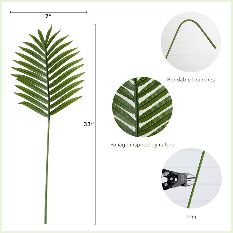 Palm Frond Artificial Stem Sprays - 33" - Green - Set of 3