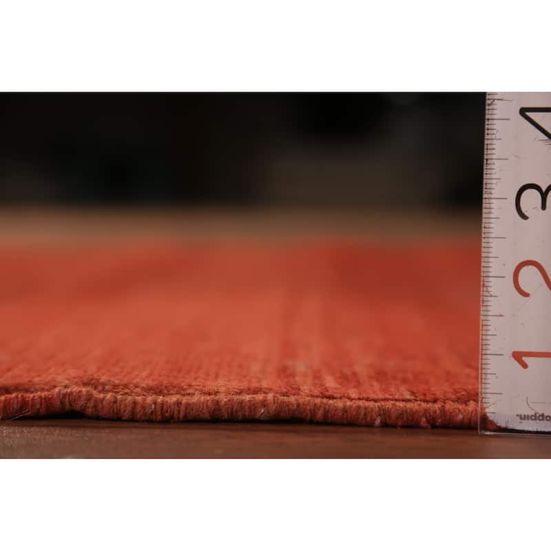 Orange Striped Gabbeh Oriental Rug Handmade Wool Carpet - 3'10" x 5'8"