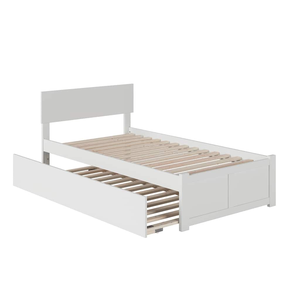 Orlando Platform Bed with Footboard and Twin Trundle Bed