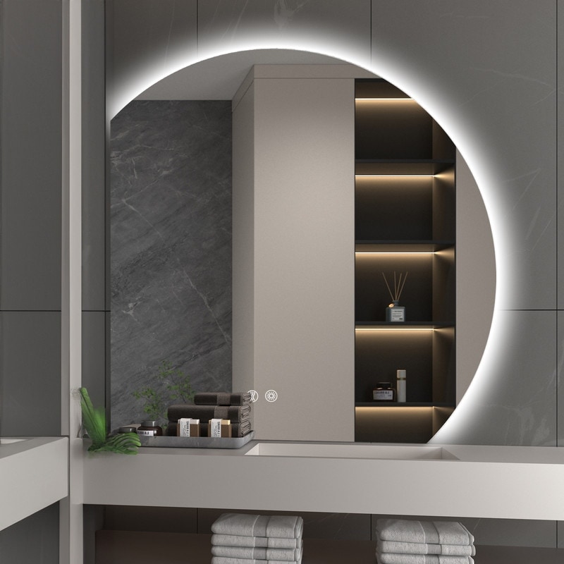 Yulika Irregular LED Mirror for Bathroom with Front Light and Backlit with Dimmable 3 Light Modes - 32IN