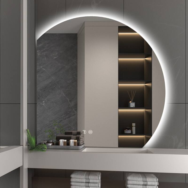 Yulika Irregular LED Mirror for Bathroom with Front Light and Backlit with Dimmable 3 Light Modes - 32IN