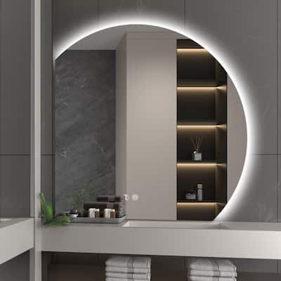 Yulika Irregular LED Mirror for Bathroom with Front Light and Backlit with Dimmable 3 Light Modes - 32IN