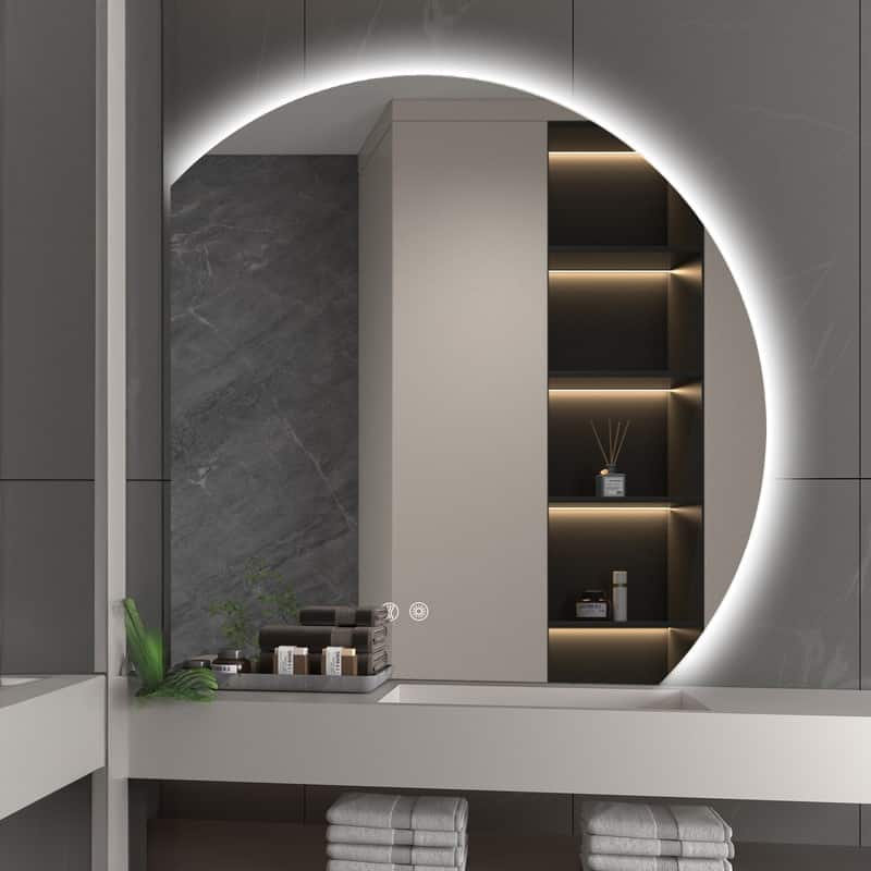 Yulika Irregular LED Mirror for Bathroom with Front Light and Backlit with Dimmable 3 Light Modes