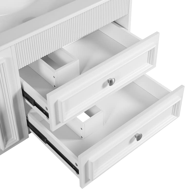 30'' Floating Bathroom Vanity with Single White Integrated Ceramic Sink - 30'' x 18.3'' x 19.4''