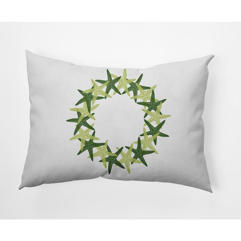 Starfish Wreath Soft Spun Polyester Indoor/Outdoor Throw Pillow - 14" x 20" - Green