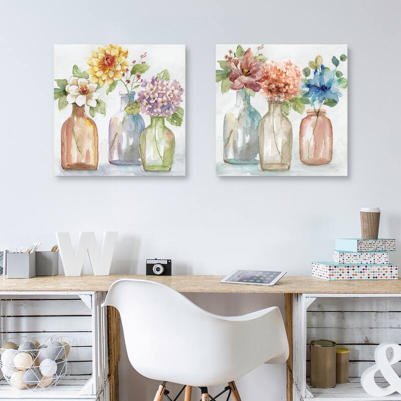 Pastel Country Flowers, Pastel Farm Flowers by Nan Canvas Art Prints