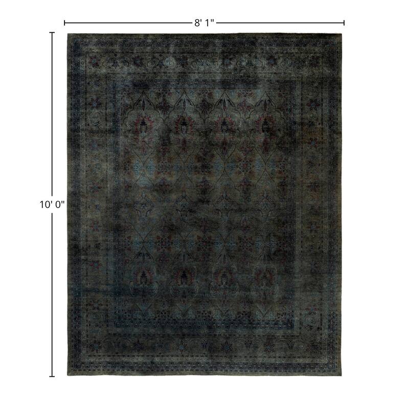Overdyed One-of-a-Kind Hand-Knotted Area Rug - Green - 8' 1" x 10' 0"