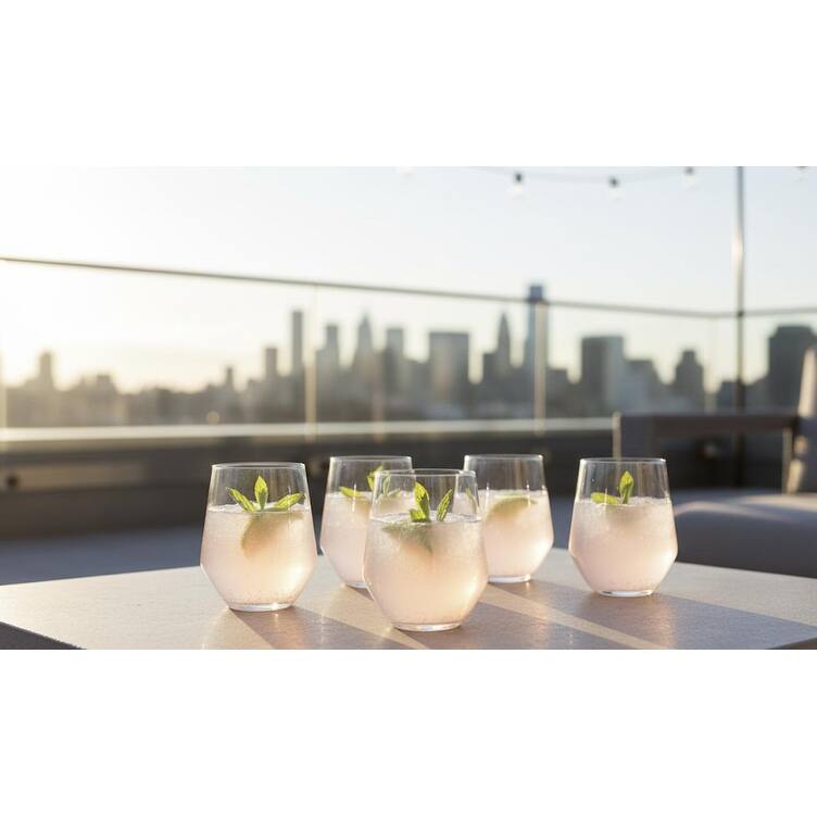 Angle Stemless Tritan ReNew, Clear, Set of 6 Drinkware