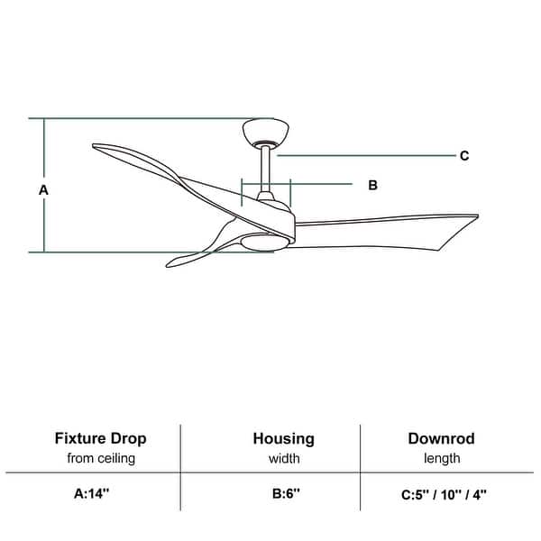 dimension image slide 1 of 13, Sofucor 48/52 Inch Solid Wood Ceiling Fan with Light Optional, 6-Speed Reversible DC Motor and Remote control,Smart Optional