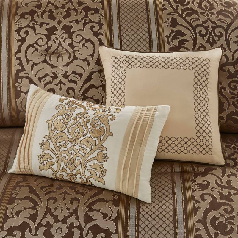GDF Studio - Seraphina Jacquard 6-Piece Comforter Set with Decorative Throw Pillows