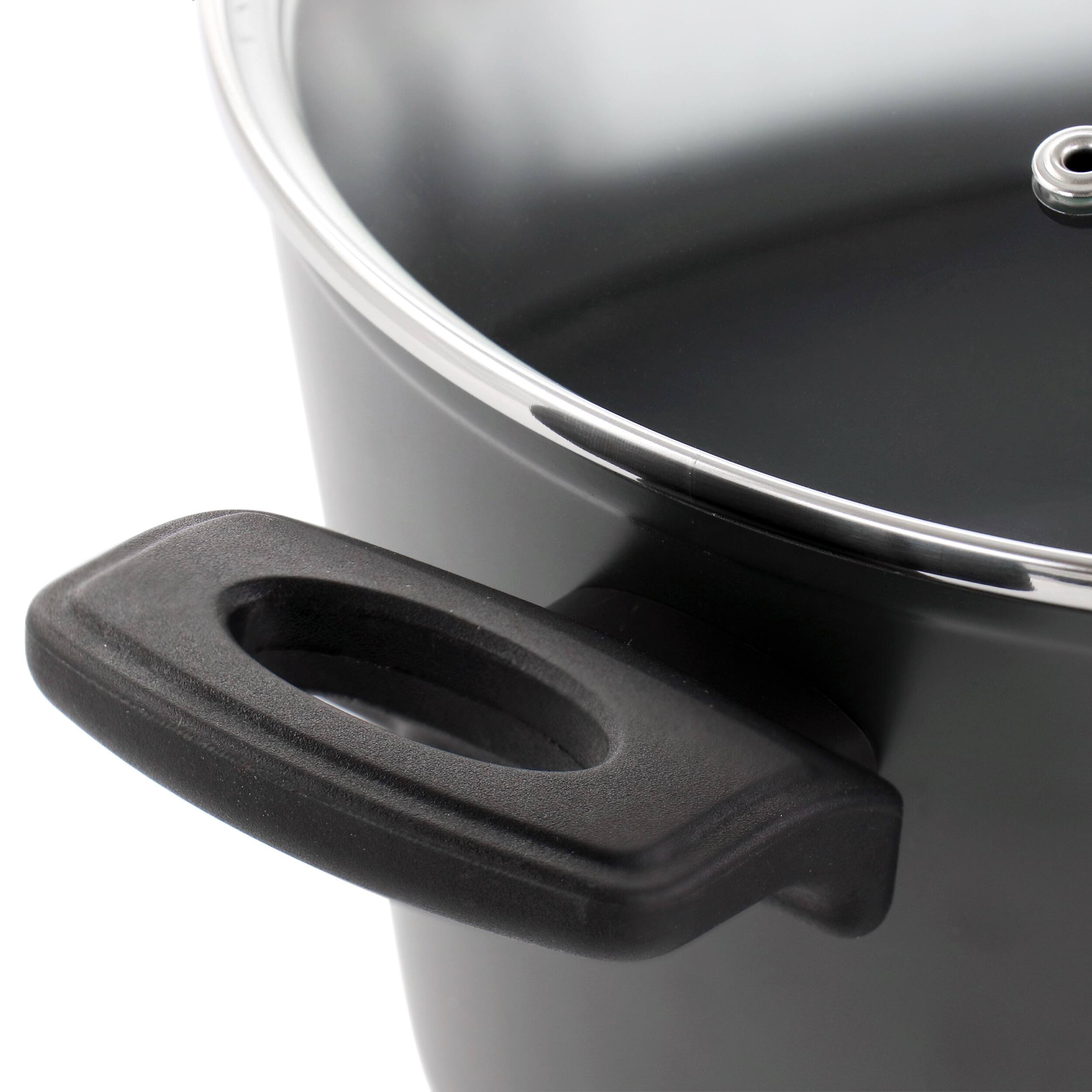 Oster Kingsway 5.5 Qt Aluminum Nonstick Dutch Oven in Black With Lid