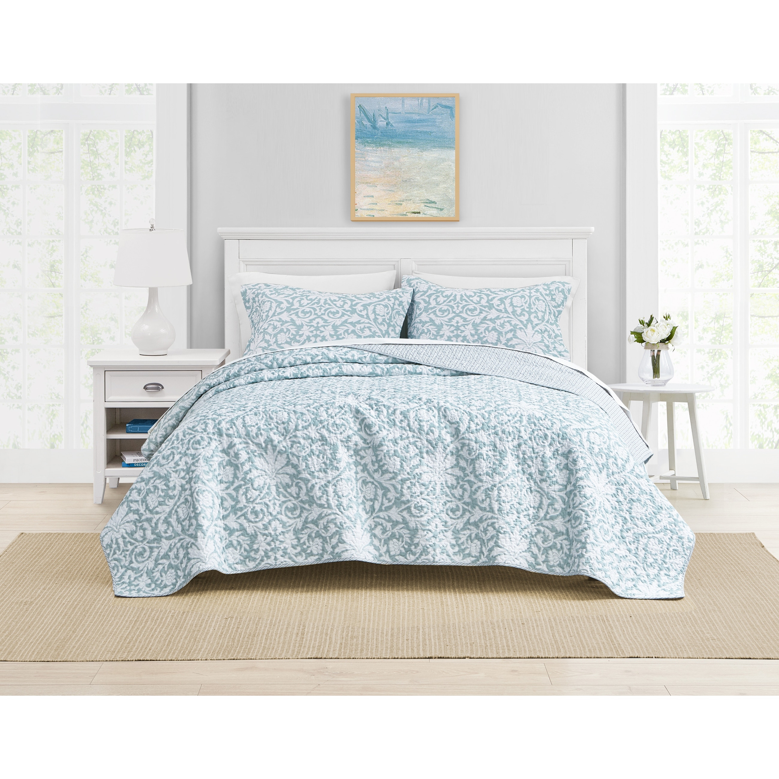 Laura Ashley Mia Reversible 3 Piece Cotton Quilt Set On Sale Overstock 10011790