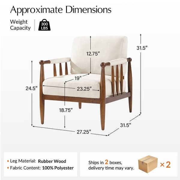dimension image slide 0 of 3, HULALA HOME Avidite Farmhouse Solid Wood Arm Chair with Full Assembly Set of 2